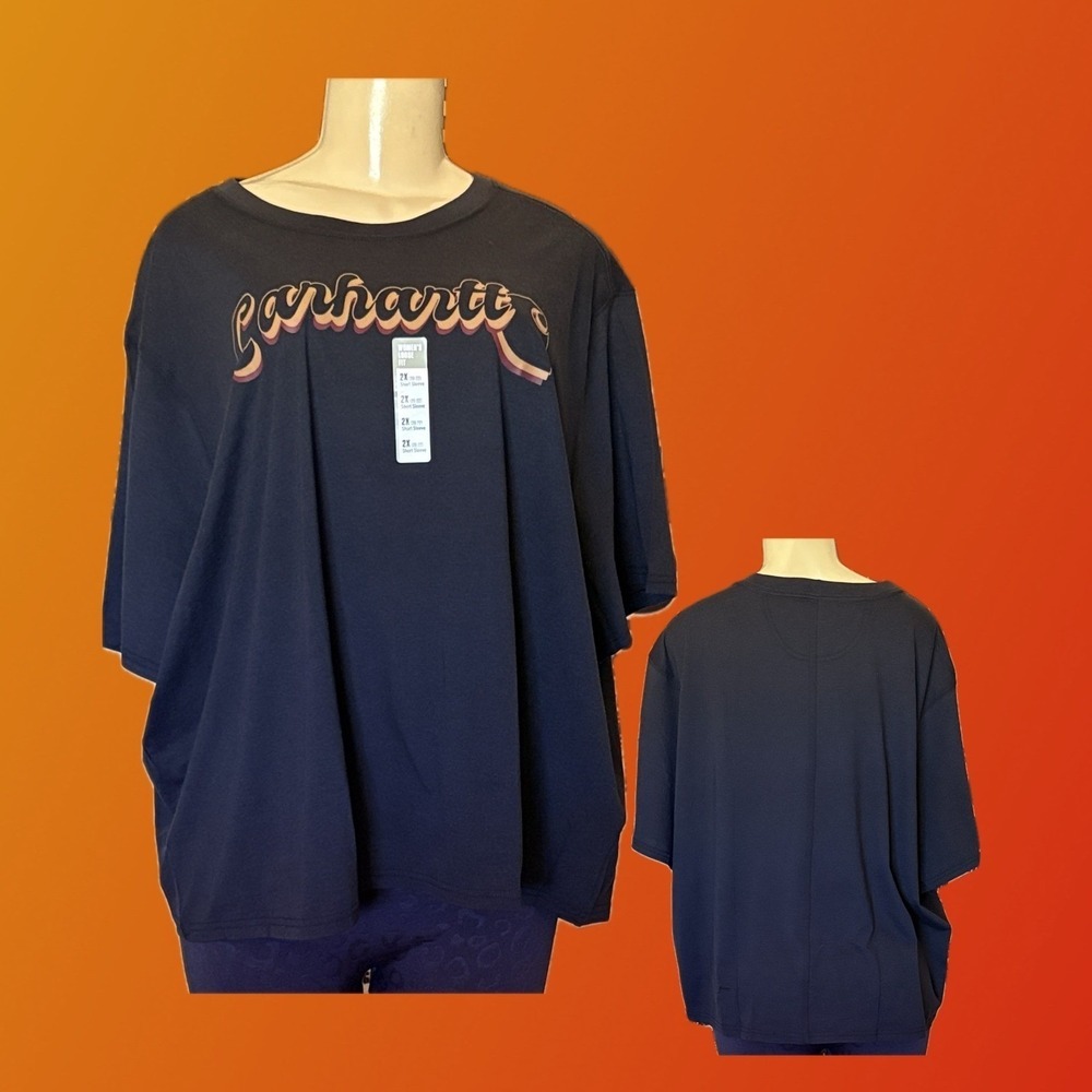 Carhartt 3X Black Loose Fit Logo Script Graphic Short Sleeve Tee Tencel Fiber